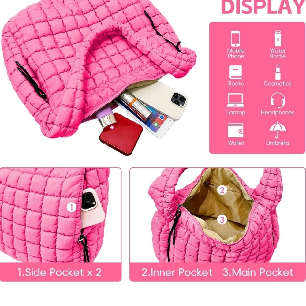 New Pink Quilted Shoulder Bag - Picture 12 of 13